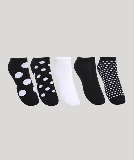 Kit-de-5-Meias-Femininas-Cano-Baixo-Estampadas-de-Poa-Multicor-9964967-Multicor_1