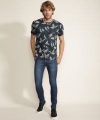 Camiseta-Masculina-Estampada-de-Folhas-Manga-Curta-Gola-Careca-Azul-Marinho-9946389-Azul_Marinho_3