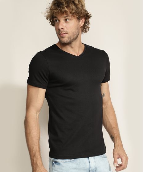 Camiseta-Masculina-Super-Slim-Manga-Curta-Gola-V-Preta-9966117-Preto_1