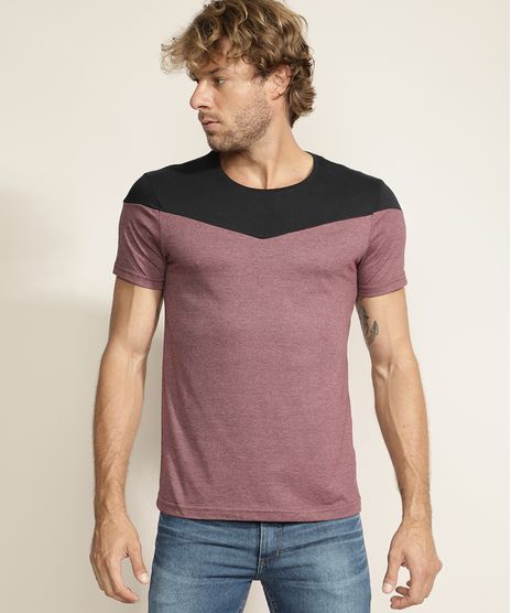 Camiseta-Masculina-com-Recorte-Manga-Curta-Gola-Careca-Vinho-9960287-Vinho_1