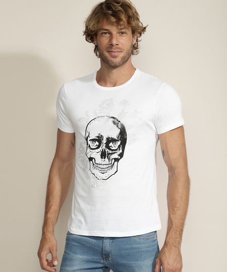 Camiseta-Masculina-Caveira-e-Flores-Manga-Curta-Gola-Careca-Branca-9965805-Branco_1 Camiseta-Masculina-Caveira-e-Flores-Manga-Curta-Gola-Careca-Branca-9965805-Branco_1