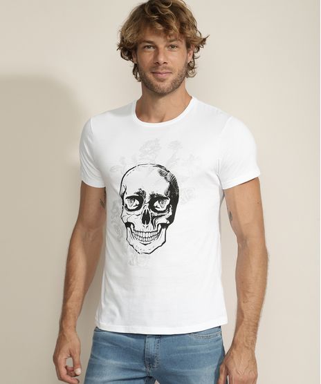 Camiseta-Masculina-Caveira-e-Flores-Manga-Curta-Gola-Careca-Branca-9965805-Branco_1