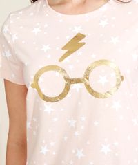 Pijama-Feminino-Harry-Potter-Estampado-de-Estrelas-Manga-Curta-Rosa-9961121-Rosa_2