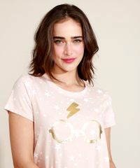 Pijama-Feminino-Harry-Potter-Estampado-de-Estrelas-Manga-Curta-Rosa-9961121-Rosa_6