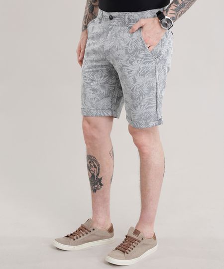 Bermuda-Reta-Estampada-de-Folhagem-em-Jacquard-Cinza-8687909-Cinza_1