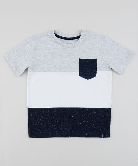 Camiseta-Infantil-com-Recortes-e-Bolsinho-Manga-Curta-Gola-Careca-Cinza-Mescla-Claro-9440092-Cinza_Mescla_Claro_1