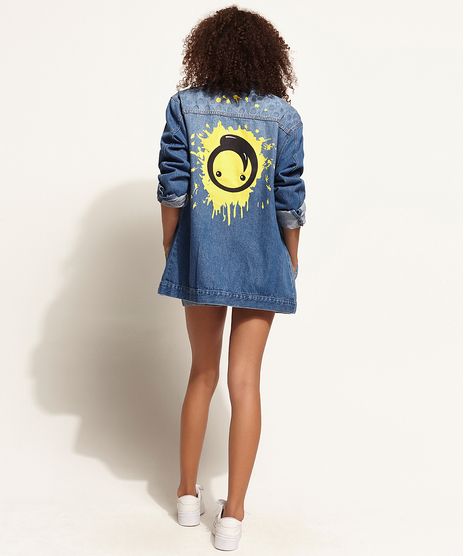 Jaqueta-Jeans-Unissex-Oversized-com-Estampa-de-Grafite-e-Button-Azul-Medio-9973109-Azul_Medio_1
