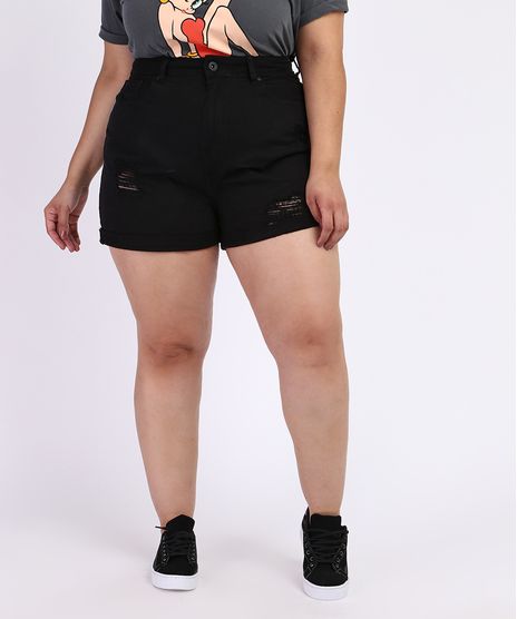 Short-de-Sarja-Feminino-Plus-Size-Mom-Destroyed-Cintura-Super-Alta-Preto-9968949-Preto_1