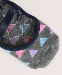 Meia-Sapatilha-Feminina-Atoalhada-Antiderrapante-Estampada-de-Triangulos-Cinza-Mescla-Escuro-9965168-Cinza_Mescla_Escuro_2