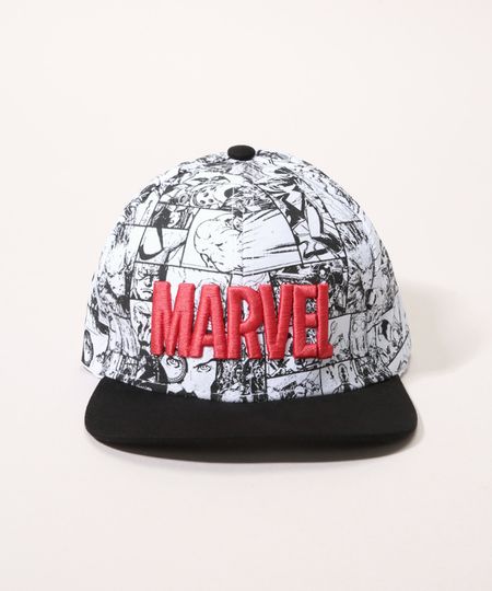 Bone-Infantil-Aba-Reta-Marvel-Estampado-Branco-9969685-Branco_1 Bone-Infantil-Aba-Reta-Marvel-Estampado-Branco-9969685-Branco_1