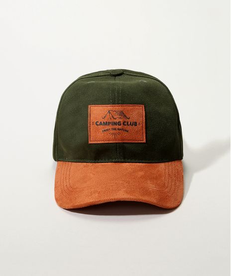 Bone-Masculino-Aba-Curva--Camping-Club--com-Suede-Verde-Militar-9971760-Verde_Militar_1