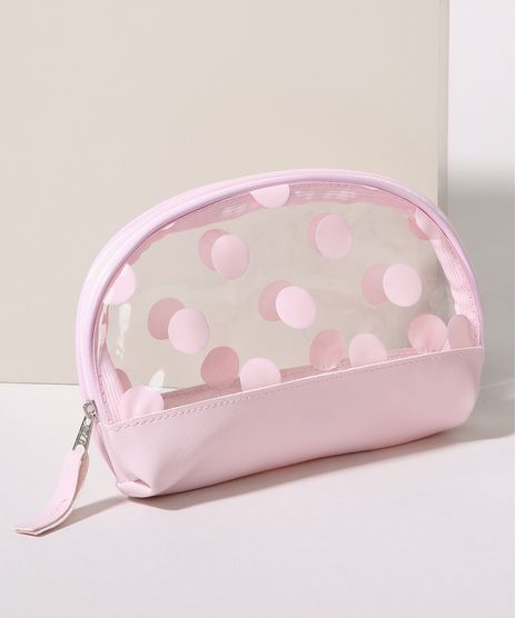 Necessaire-Feminina-com-Recorte-Transparente-Estampado-de-Poa-Rosa-9969421-Rosa_1
