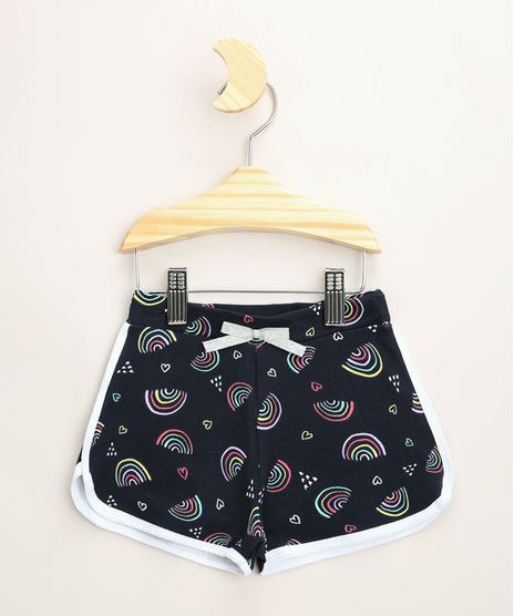 Short-de-Moletom-Infantil-Running-Estampado-de-Arco-Iris-Azul-Marinho-9964687-Azul_Marinho_1