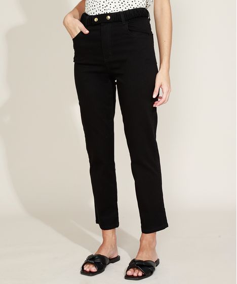 calça de sarja feminina com elastico na cintura
