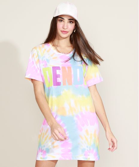 Vestido-Feminino--Dende--Estampado-Tie-Dye-Manga-Curta-Multicor-9970226-Multicor_1