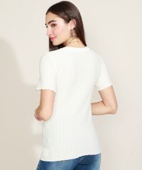 Blusa-Feminina-Canelada-com-Lastex-Manga-Curta-Decote-Redondo-Off-White-9960742-Off_White_2