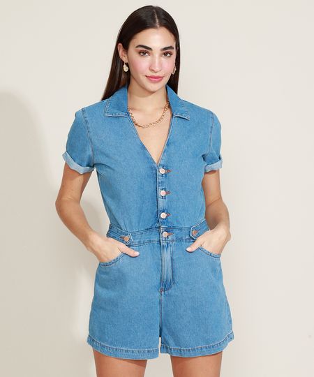 Macaquinho-Jeans-Feminino-com-Bolsos-Manga-Curta-Gola-Esporte-Azul-Claro-9964528-Azul_Claro_1