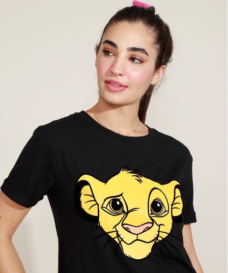 Blusa-Feminina-O-Rei-Leao-Flocado-Manga-Curta-Decote-Redondo-Preta-9960768-Preto_1
