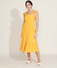 Vestido-Feminino-Midi-em-Laise-Alca-Media-com-Babados-Mostarda-9968977-Mostarda_5