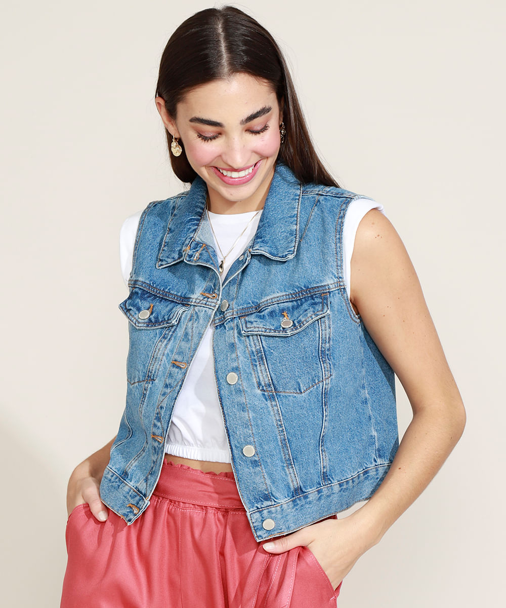 colete jeans feminino c&a