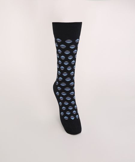 Meia-Masculina-Lupo-Cano-Alto-Estampada-de-Poa-Preta-9973789-Preto_1