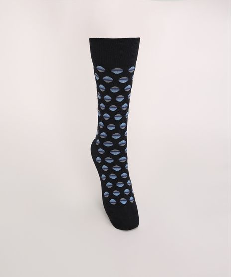 Meia-Masculina-Lupo-Cano-Alto-Estampada-de-Poa-Preta-9973789-Preto_1