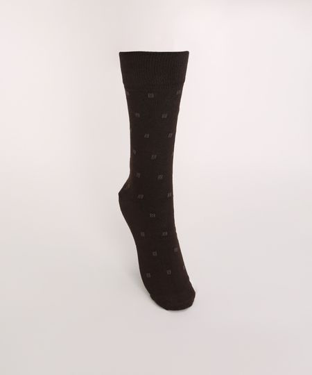 Meia-Masculina-Lupo-Cano-Alto-Estampada-Mini-Print-Geometrica-Marrom-9973791-Marrom_1