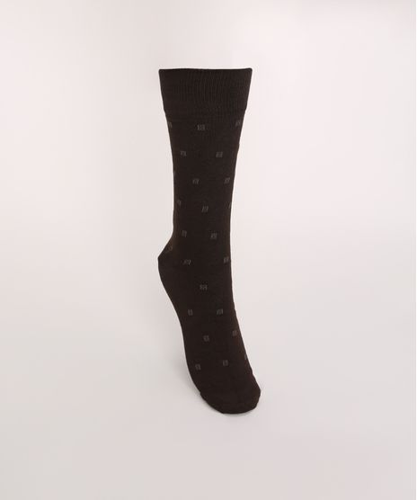 Meia-Masculina-Lupo-Cano-Alto-Estampada-Mini-Print-Geometrica-Marrom-9973791-Marrom_1