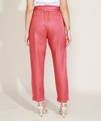 Calca-Feminina-Clochard-Cintura-Super-Alta-com-Faixa-para-Amarrar-e-Bolsos-Rosa-Escuro-9949334-Rosa_Escuro_2