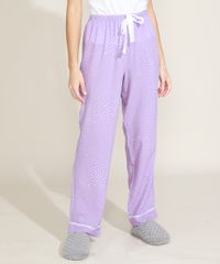 Calca-Feminina-Pijama-Estampada-de-Poa-Cintura-Media-com-Vies-e-Cordao-Lilas-9975181-Lilas_1