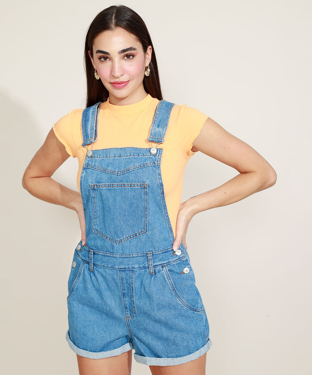 comprar jardineira jeans feminina