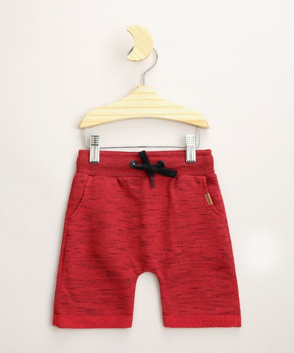 Bermuda de Moletom Infantil Básica com Cordão e Bolsos Vermelha 2