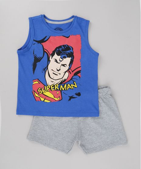 Conjunto-Super-Homem-de-Regata-Azul-Royal---Bermuda-em-Moletom-Cinza-Mescla-8702526-Cinza_Mescla_1