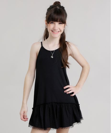 Vestido-Canelado-com-Tule-Preta-8723498-Preto_1