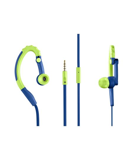 Fone de Ouvido Earphone Hook Sport Azul e Verde Pulse Sound Ph207