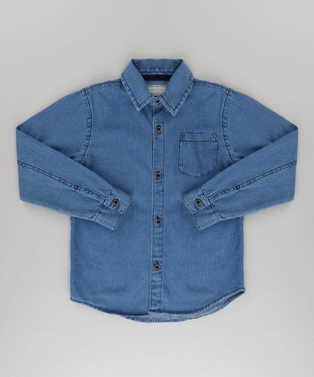 Camisa-Jeans-Listrada-Azul-Medio-8728900-Azul_Medio_1 Camisa-Jeans-Listrada-Azul-Medio-8728900-Azul_Medio_1