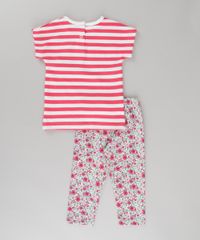 Conjunto-de-Blusa-Listrada-Minnie---Calca-Legging-Estampada-Floral---Babador-Bandana-em-Algodao---Sustentavel-Off-White-8649028-Off_White_2