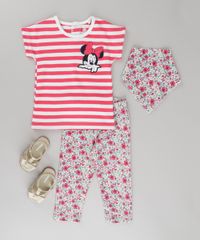Conjunto-de-Blusa-Listrada-Minnie---Calca-Legging-Estampada-Floral---Babador-Bandana-em-Algodao---Sustentavel-Off-White-8649028-Off_White_3