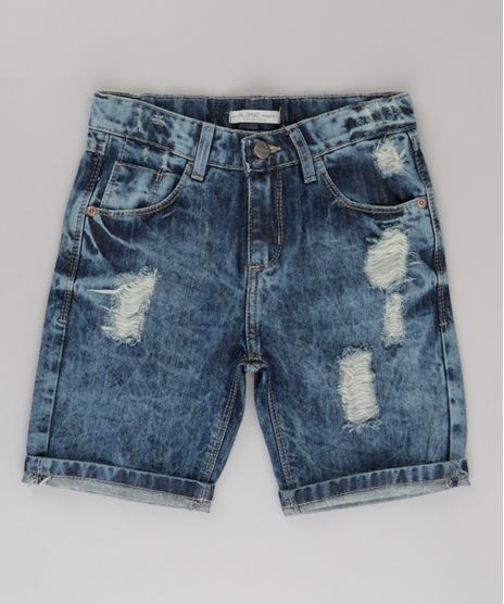 Bermuda-Jeans-Slim-Destroyed-Azul-Escuro-8721635-Azul_Escuro_1