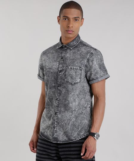 Camisa-Jeans-Marmorizada-Preta-8708014-Preto_1 Camisa-Jeans-Marmorizada-Preta-8708014-Preto_1