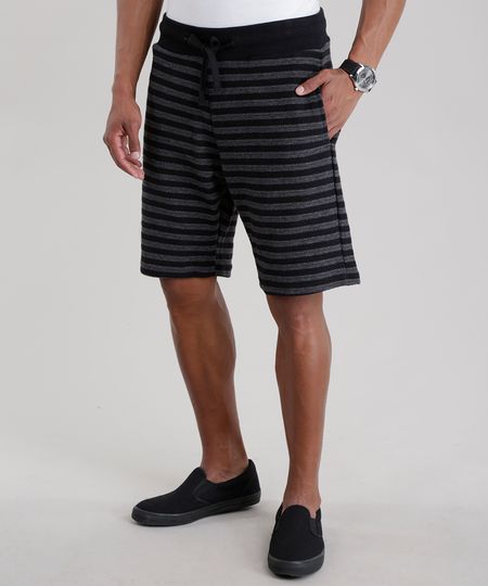 Bermuda-Relaxed-em-Moletom-Listrada-Preta-8698578-Preto_1