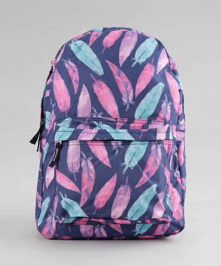 Mochila---Porta-Treco-Estampada-de-Penas-Azul-Marinho-8648779-Azul_Marinho_1