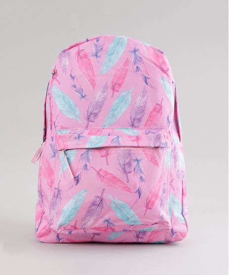 Mochila---Porta-Treco-Estampada-de-Penas-Rosa-8648779-Rosa_1