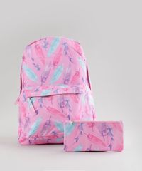 Mochila---Porta-Treco-Estampada-de-Penas-Rosa-8648779-Rosa_3