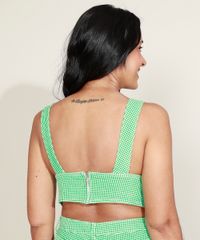 Top-Cropped-de-Sarja-Feminino-Estampado-Xadrez-Vichy-Alca-Larga-Decote-V-Verde-9974069-Verde_2