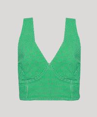 Top-Cropped-de-Sarja-Feminino-Estampado-Xadrez-Vichy-Alca-Larga-Decote-V-Verde-9974069-Verde_6