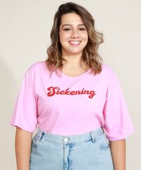 T-Shirt-Feminina-Plus-Size-Mindset--Sickening--Manga-Curta-Decote-Redondo-Rosa-9973139-Rosa_1
