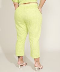 Calca-Feminina-Plus-Size-Mindset-Cropped-Cintura-Super-Alta-Estampada-Xadrez-Verde-9970611-Verde_2