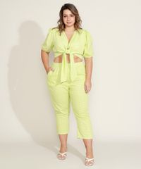 Calca-Feminina-Plus-Size-Mindset-Cropped-Cintura-Super-Alta-Estampada-Xadrez-Verde-9970611-Verde_5