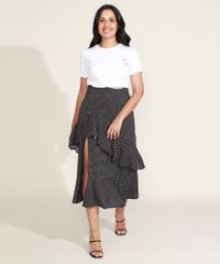 Saia-Feminina-Mindset-Midi-Estampada-de-Poa-em-Camadas-com-Babado-e-Fenda-Preta-9974843-Preto_3